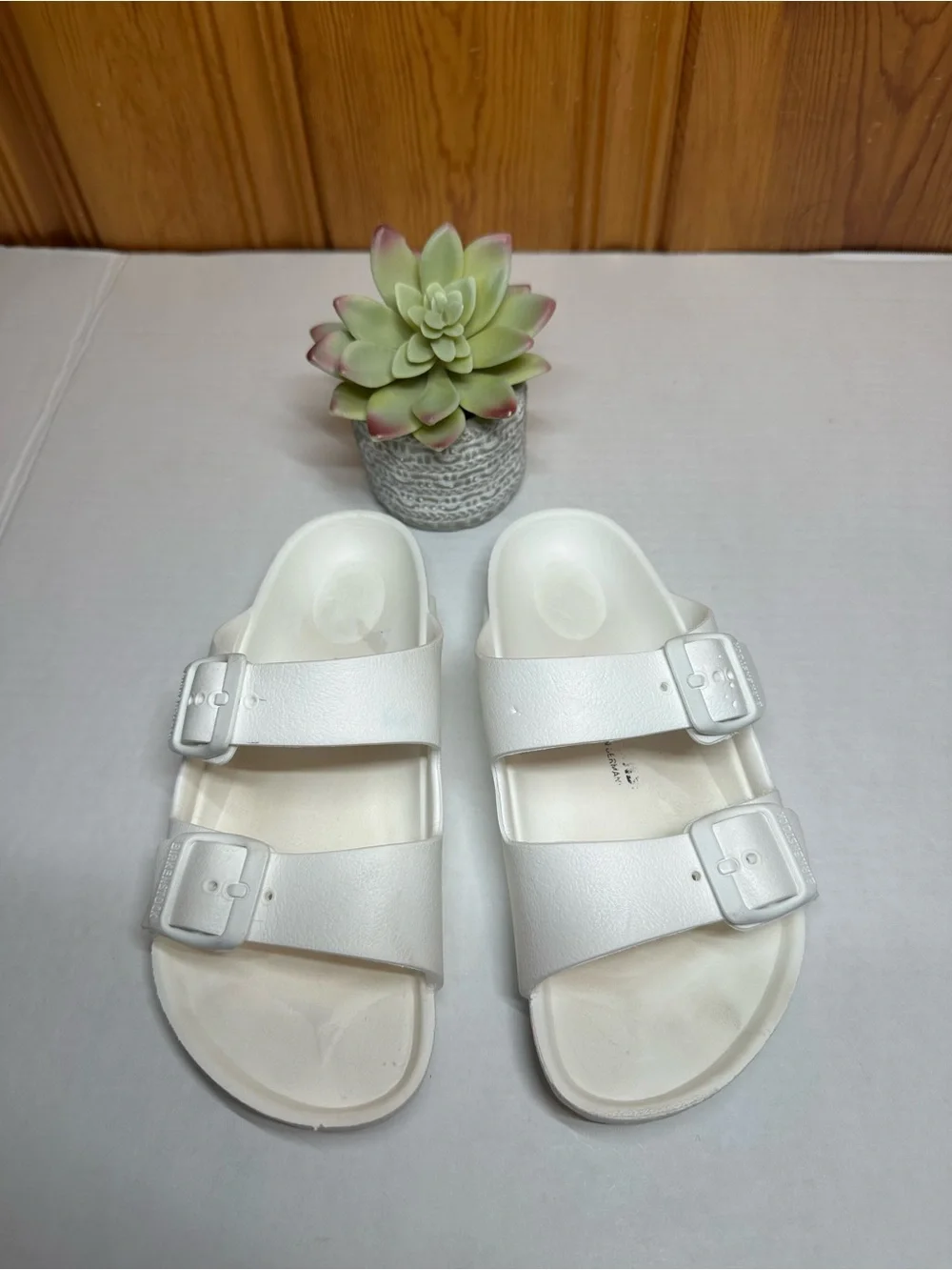 Birkenstock Kids White Two-Buckle EVA Slide Sandals